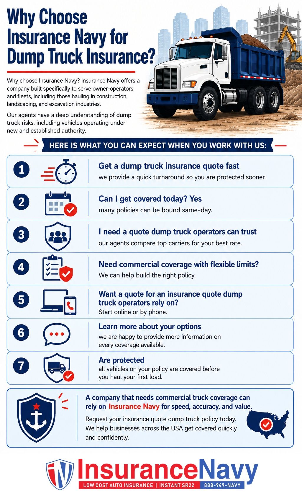 Why Choose Insurance Navy for Dump Truck Insurance? Why Choose Insurance Navy for Dump Truck Insurance?