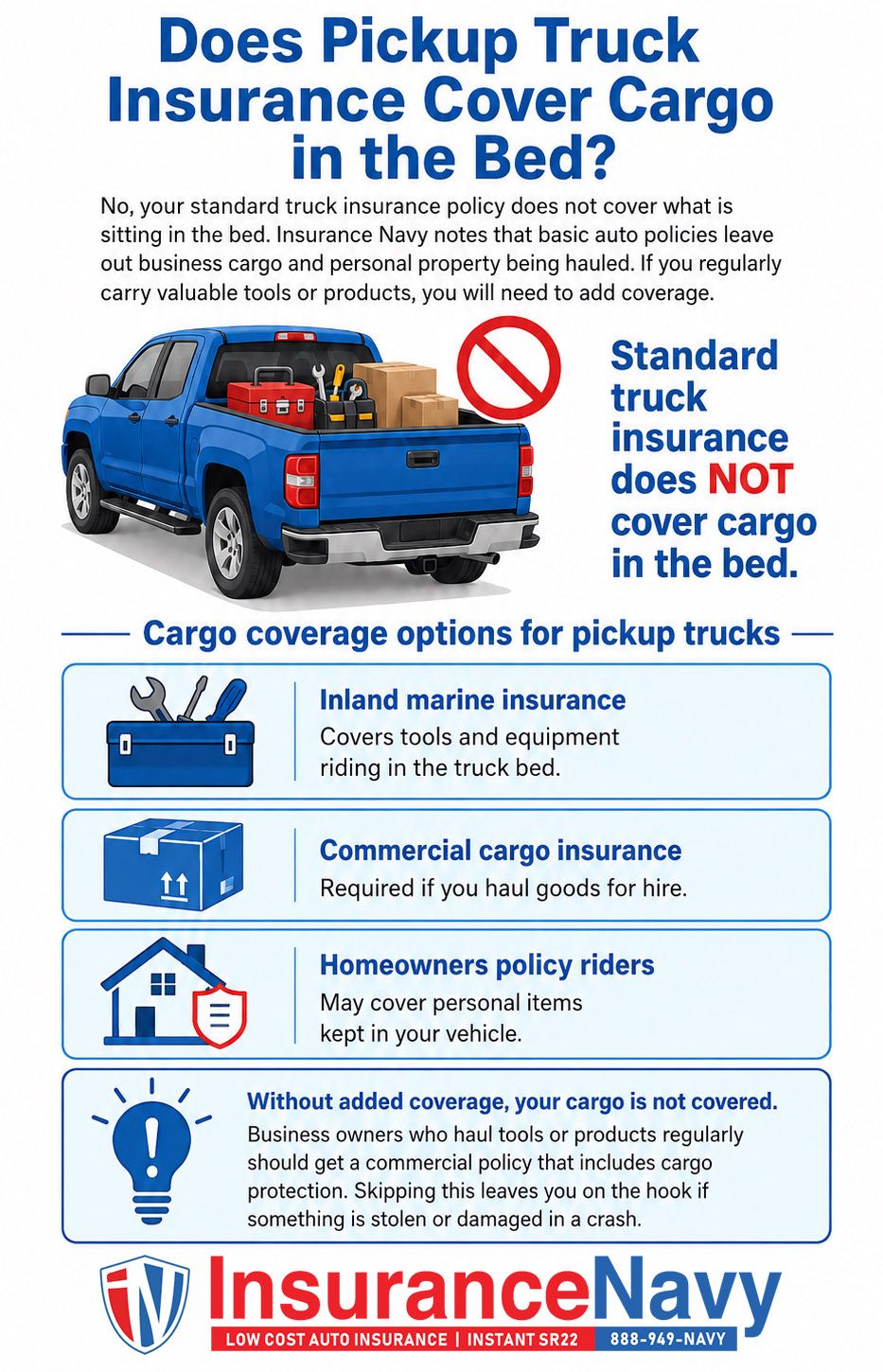 Does Pickup Truck Insurance Cover Cargo in the Bed?