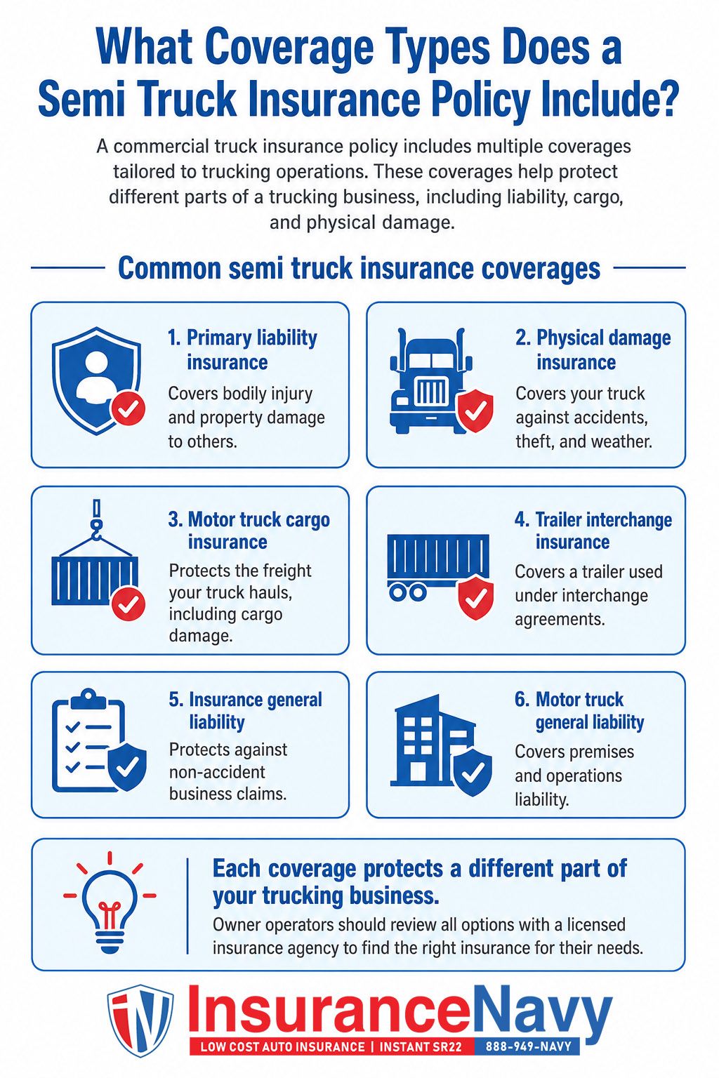 What Coverage Types Does a Semi Truck Insurance Policy Include? What Coverage Types Does a Semi Truck Insurance Policy Include?