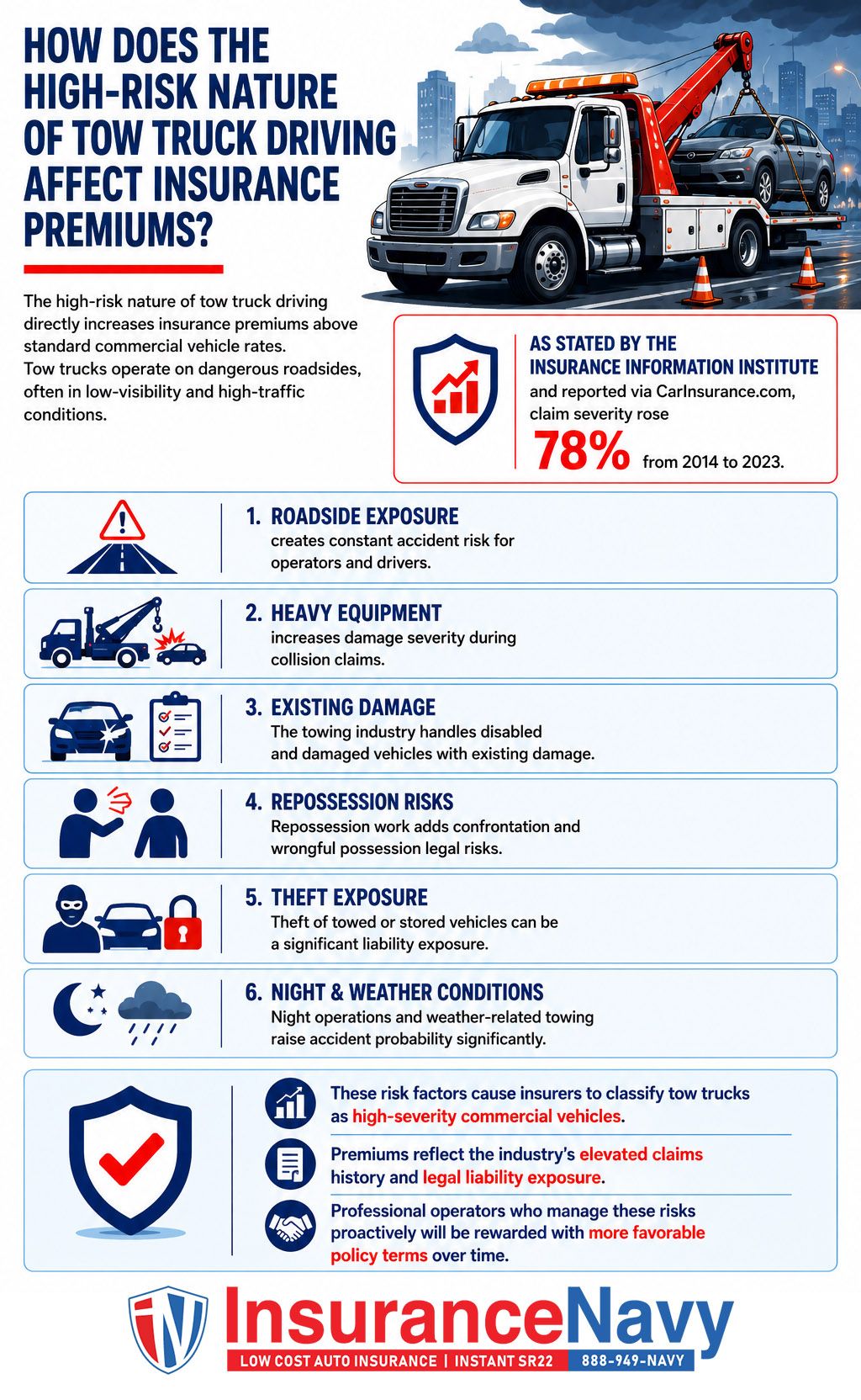 How does the high-risk nature of tow truck driving affect insurance premiums? How does the high-risk nature of tow truck driving affect insurance premiums?