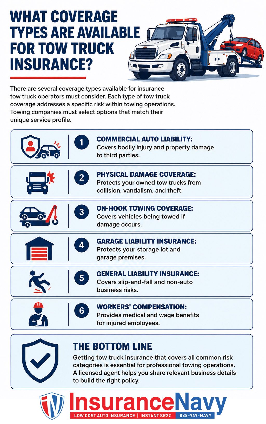 What coverage types are available for tow truck insurance? What coverage types are available for tow truck insurance?