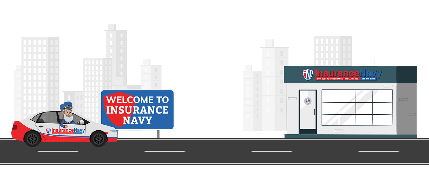 Car driving to Insurance Navy building