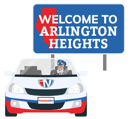 thumbnail of insurance mascot with sign reading welcome to arlington heights